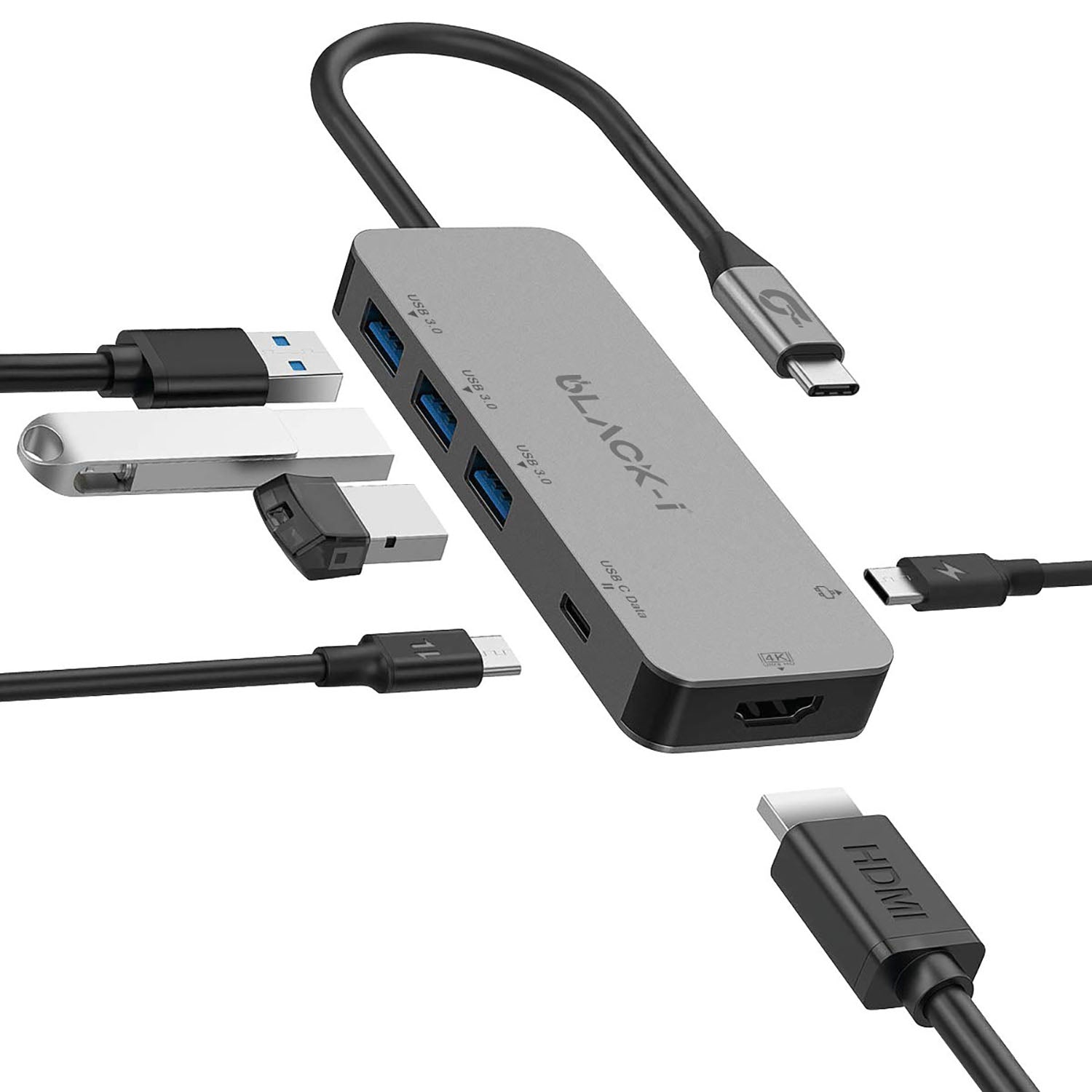 Black-i USB-C to HDMI, USB 3.0, USB-C & PD Multiport Hub 