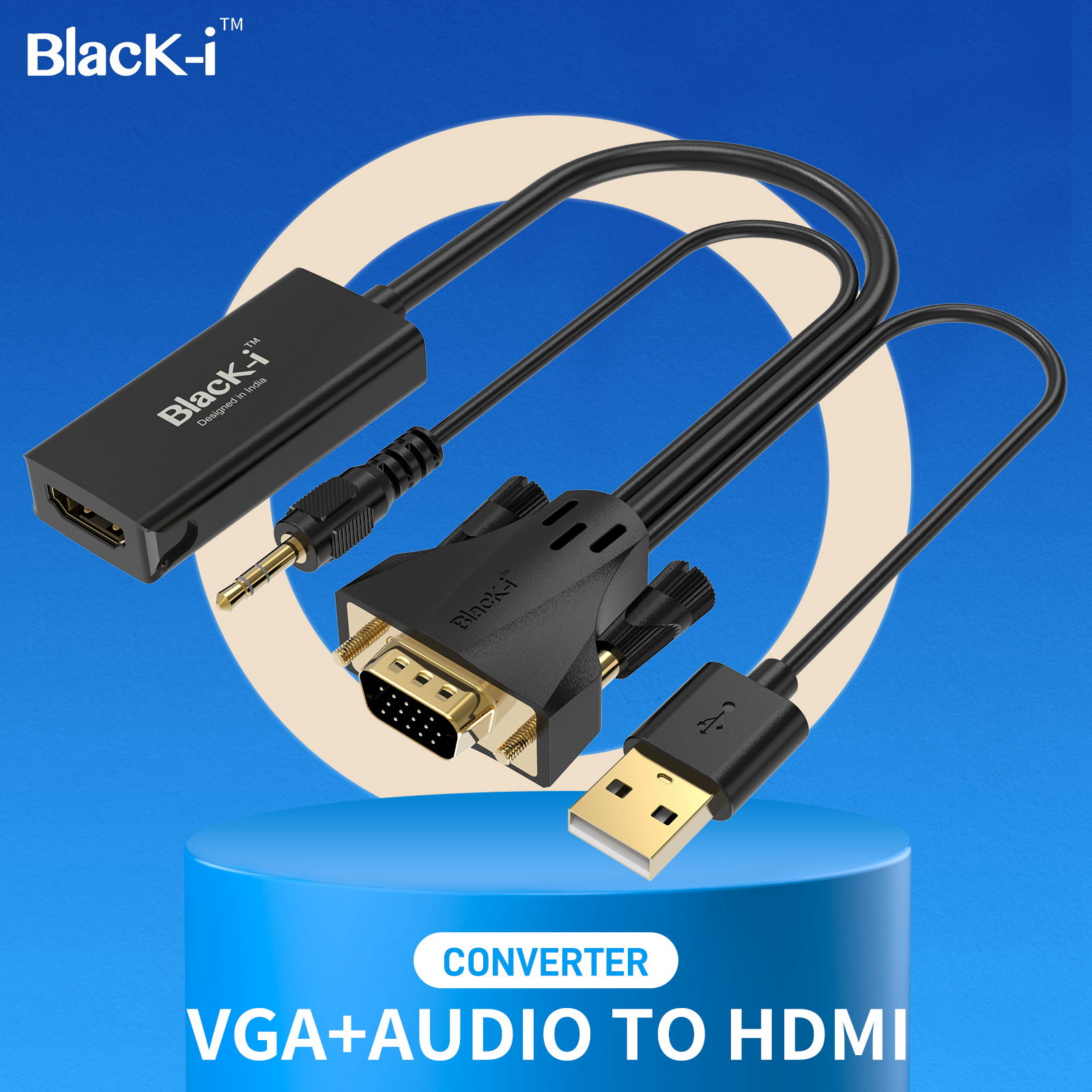 Black-i VGA to HDMI Converter with Audio 