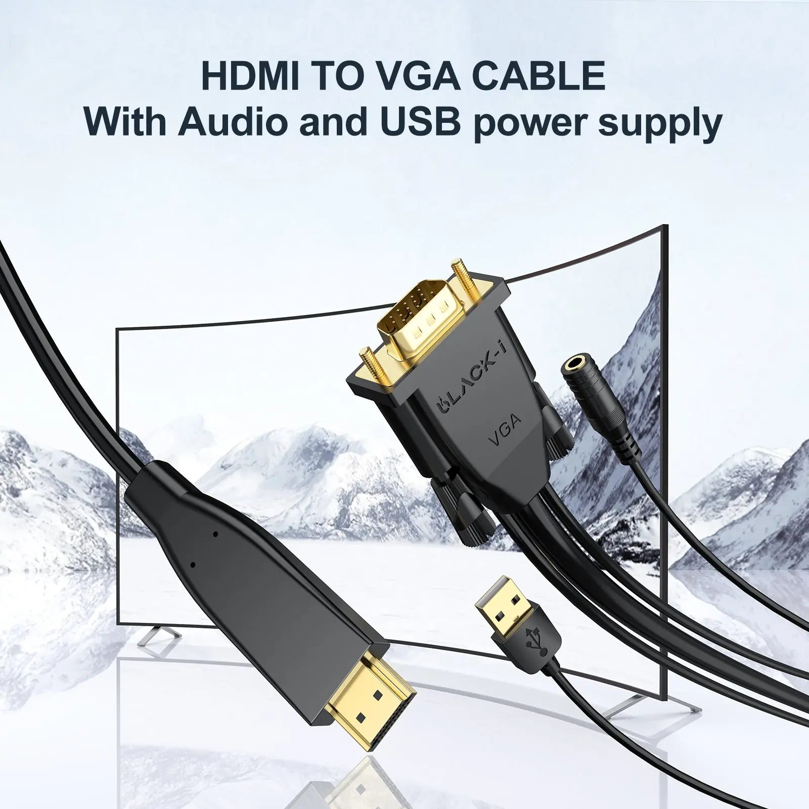 Black-i HDMI to VGA cable 1.8 meter length plug and play