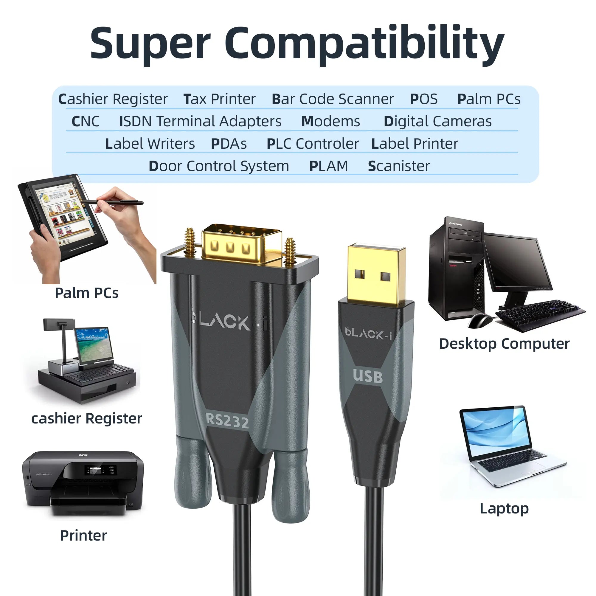 USB 2.0 to RS232 Serial Cable 1.5 Meter (PL2303 Chipset) – Black-i 