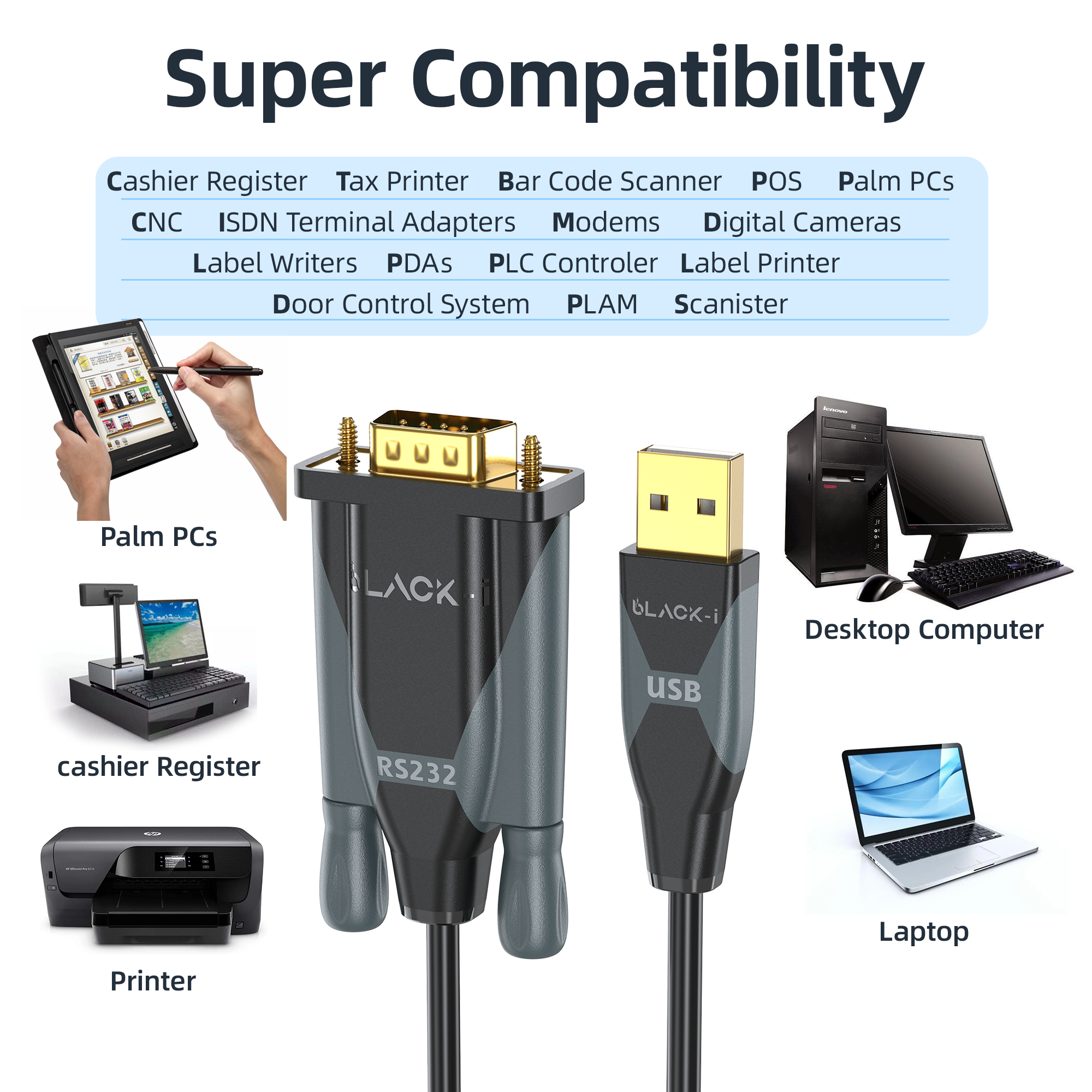 USB 2.0 to RS232 Serial Cable 1.5 Meter (PL2303 Chipset) – Black-i 