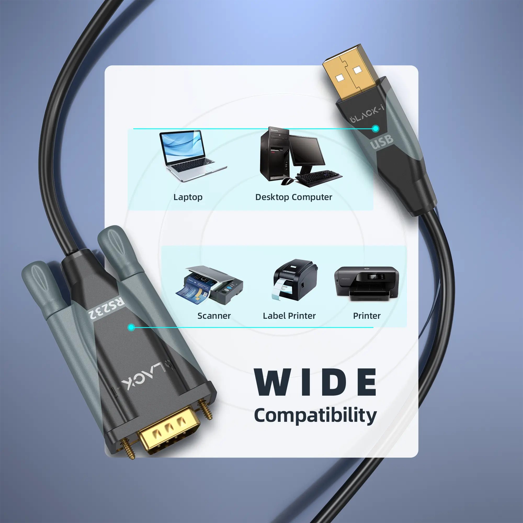 USB 2.0 to RS232 Serial Cable 1.5 Meter (PL2303 Chipset) – Black-i 