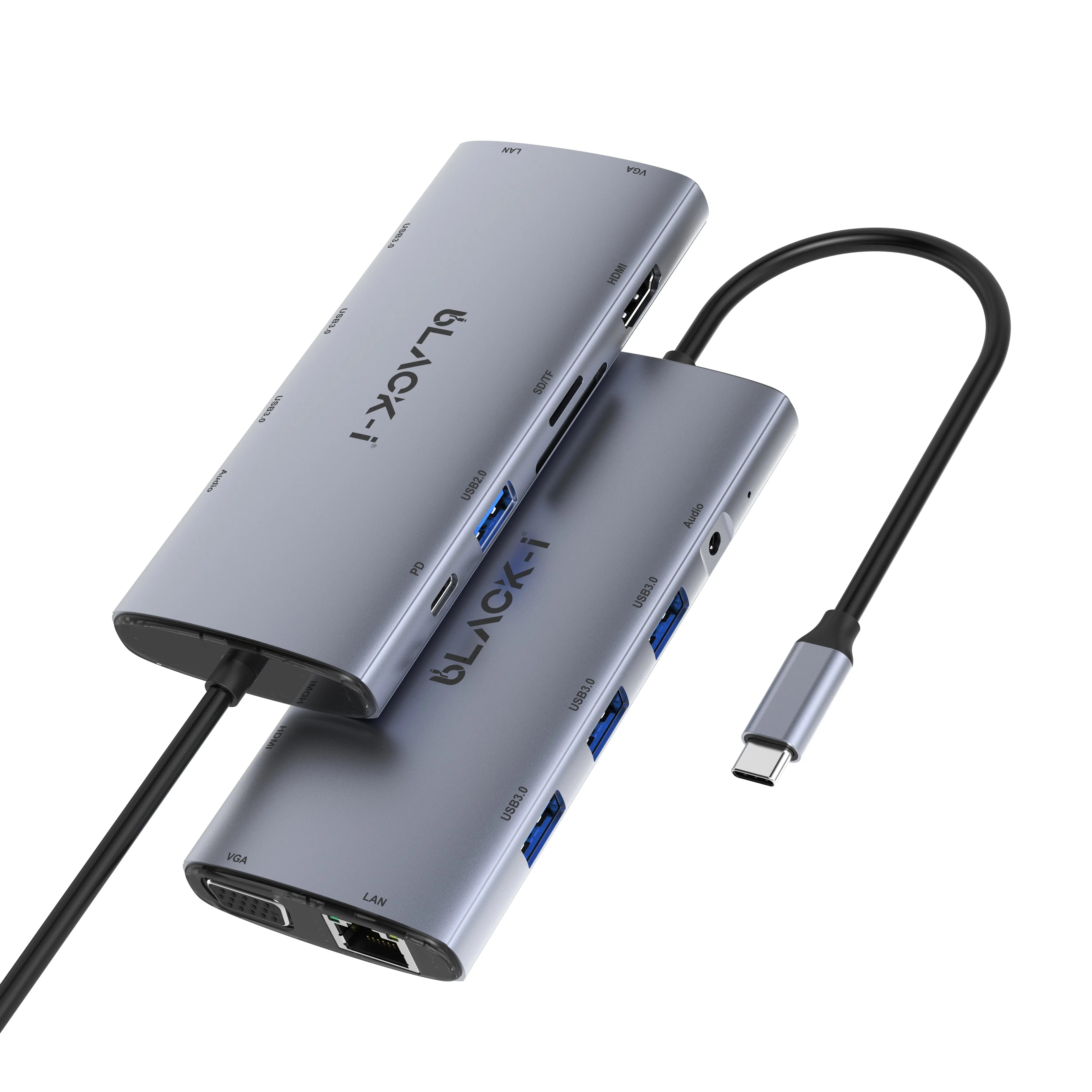 USB-C 10-in-1 docking station with HDMI VGA and LAN by Black-i