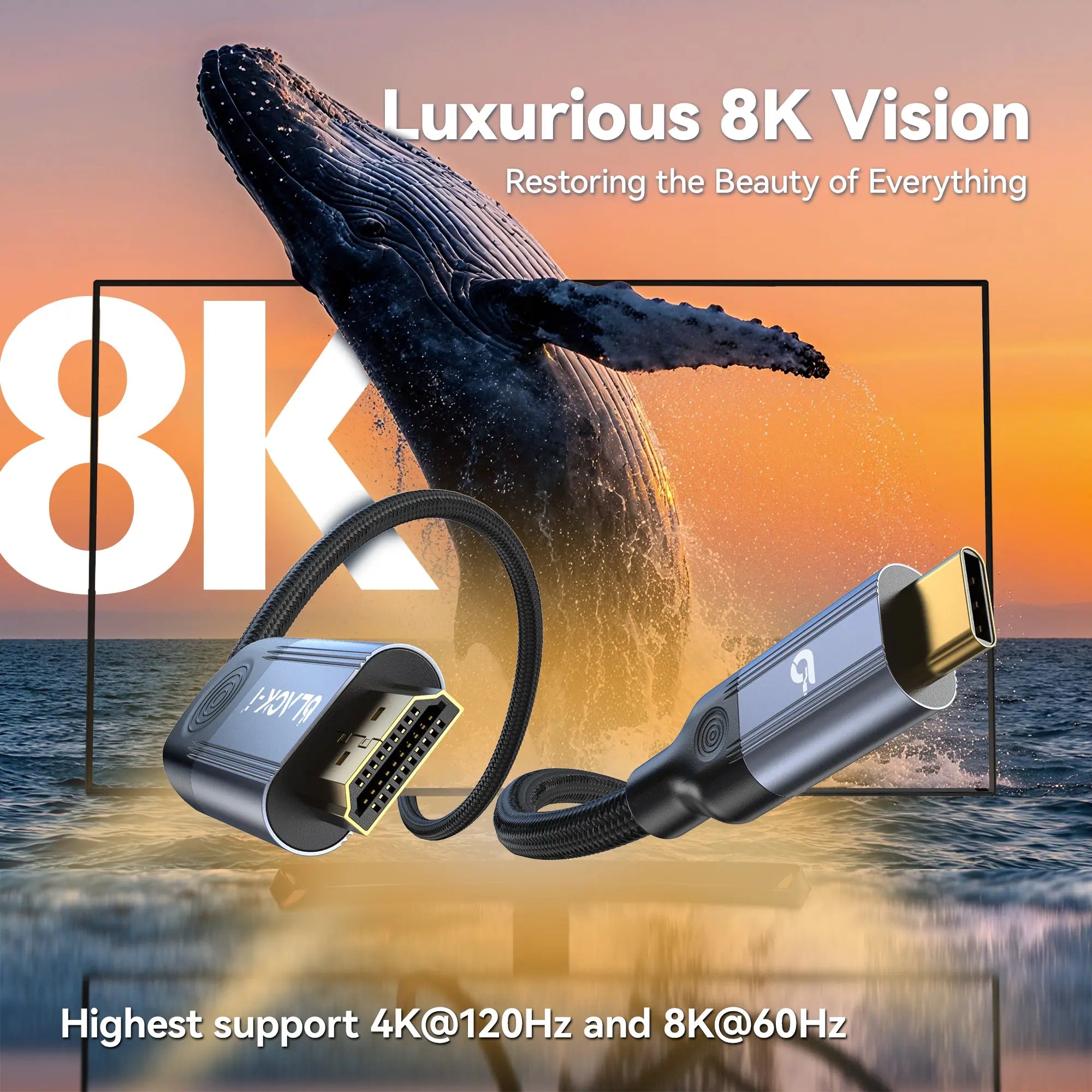 USB-C to HDMI cable supporting up to 8K@60Hz resolution