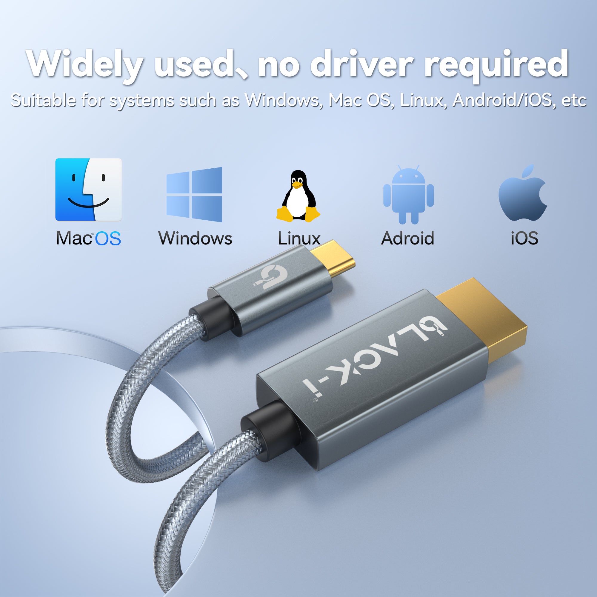 USB-C to DisplayPort cable plug and play with no driver installation required